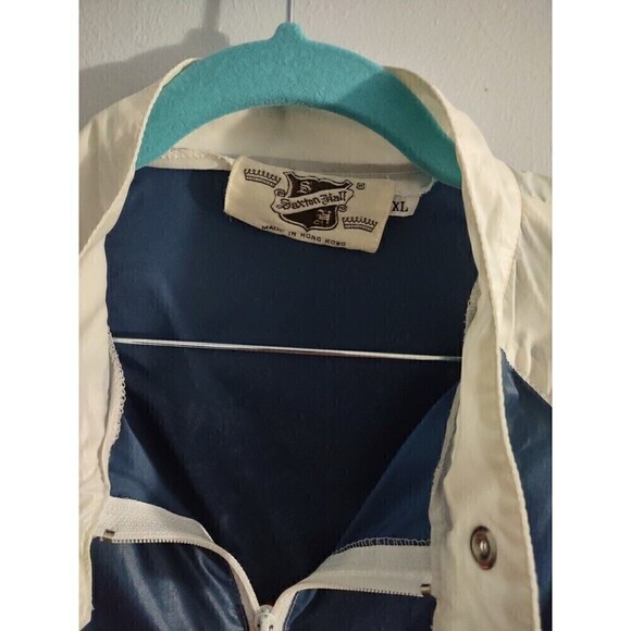 Vtg Saxton Hall White Blue Red Windbreaker Jacket XL Men's - Picture 2 of 7